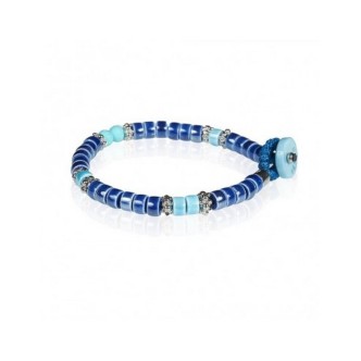 1 - Gerba man's bracelet LC09 blue ceramic and 925 Silver