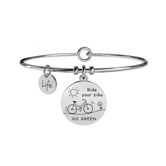 1 - Bracciale Kidult 231648 bicicletta in acciaio 316L con cristalli collezione Free Time