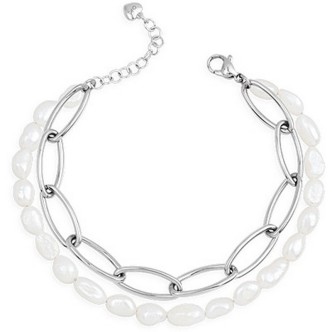 1 - Ops Objects Lizzy OPSBR-803 steel woman bracelet with pearls