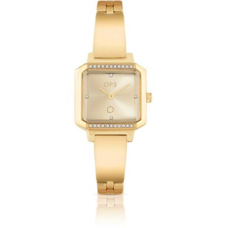 1 - Ops Object Squared Fashion woman watch golden square OPSPW-866 steel with crystals