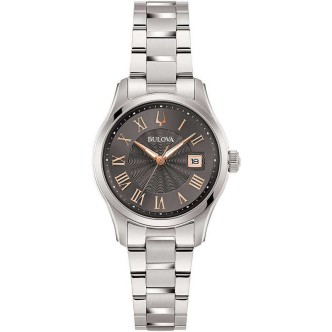 1 - Watch only time woman Bulova Wilton Lady 96M164 steel gray background