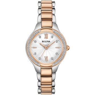 1 - Orologio donna solo tempo Bulova Diamonds 98R272 acciaio e rosè con cristalli