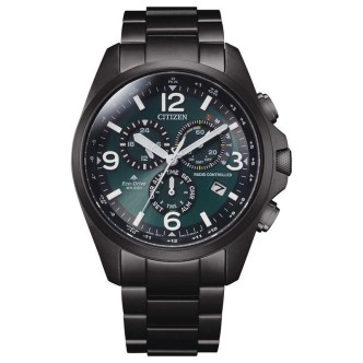 1 - Citizen Radio Controlled Field men's watch black steel CB5925-82X green background