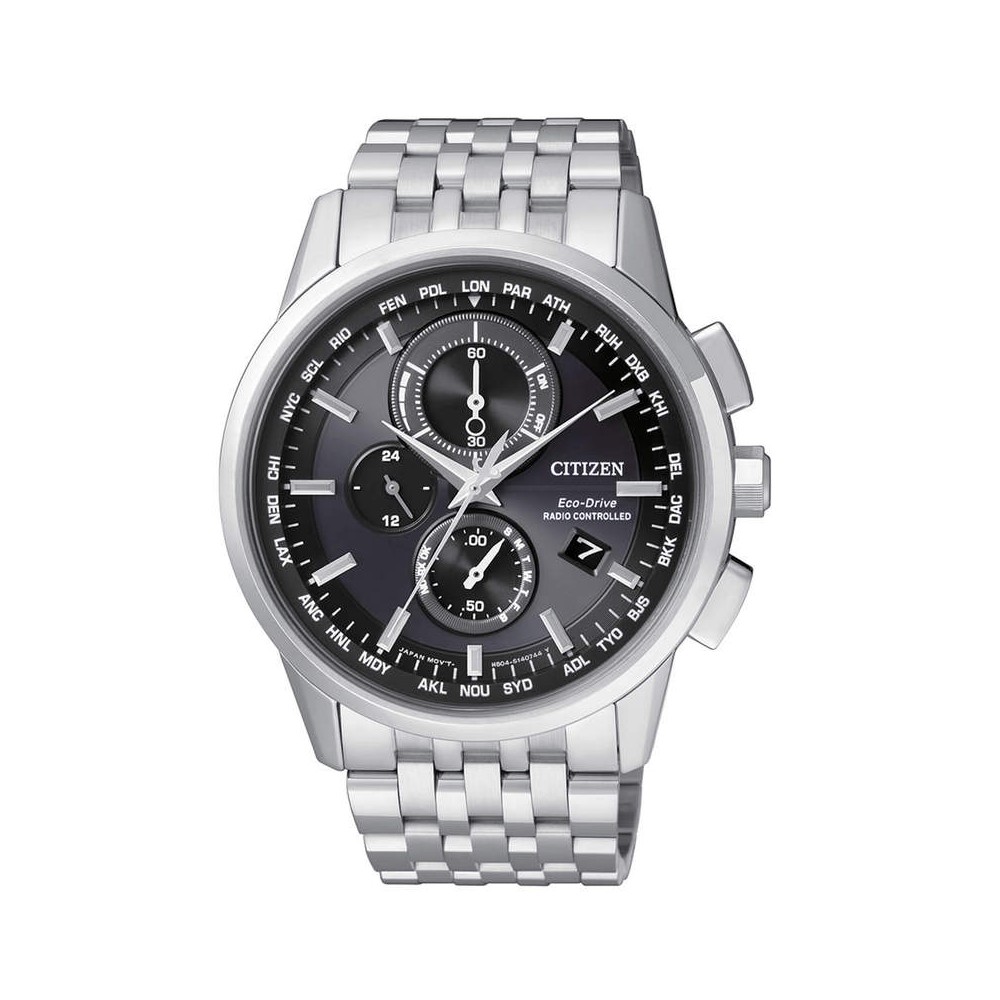 1 - Citizen man watch Radio controlled Eco Drive H804 steel AT8110-61E black background