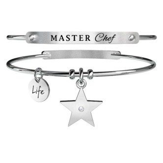 1 - Bracciale Kidult 731244 stella in acciaio 316L con piastra Master Chef collezione Free Time