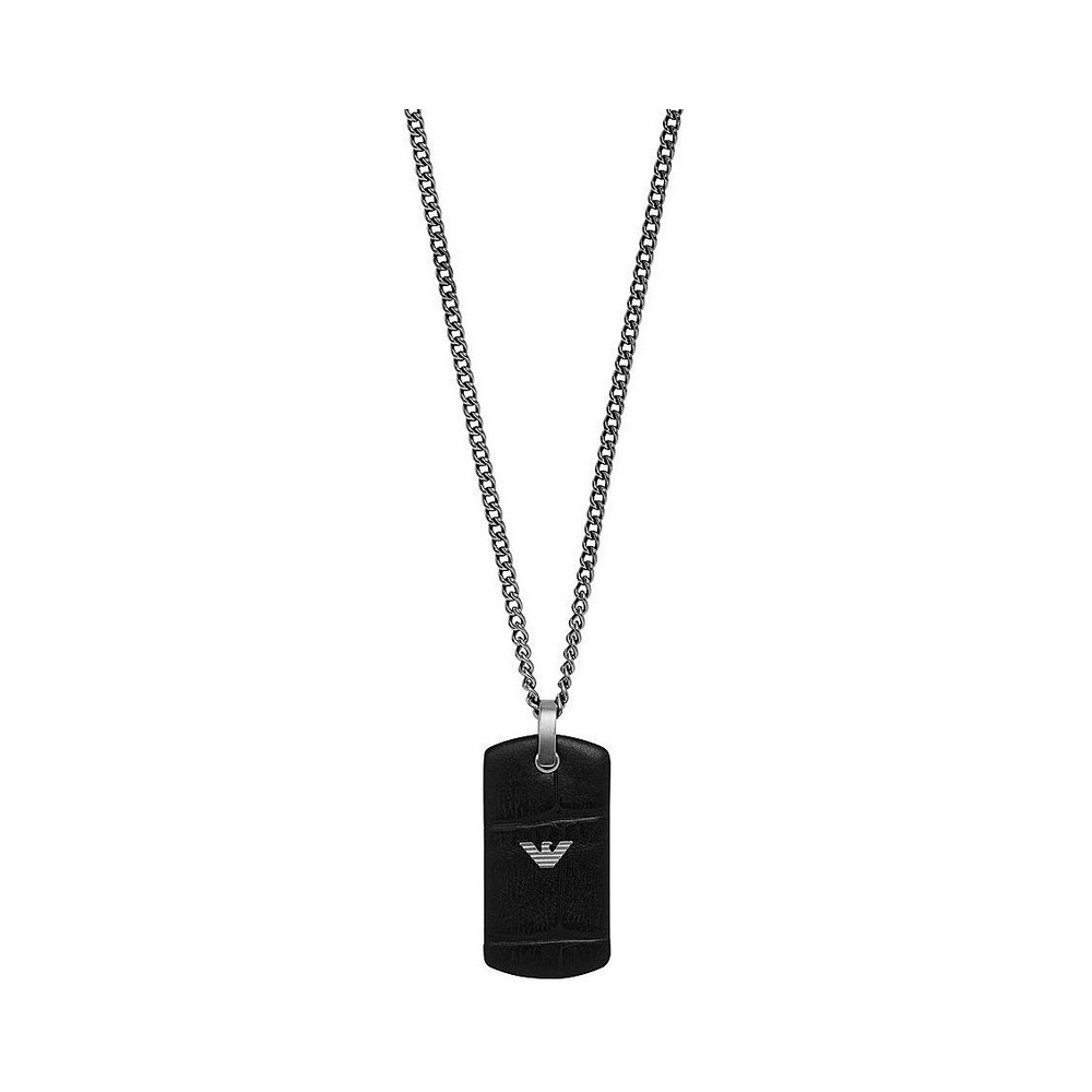 1 - Emporio Armani men's necklace EGS2781060 leather pendant