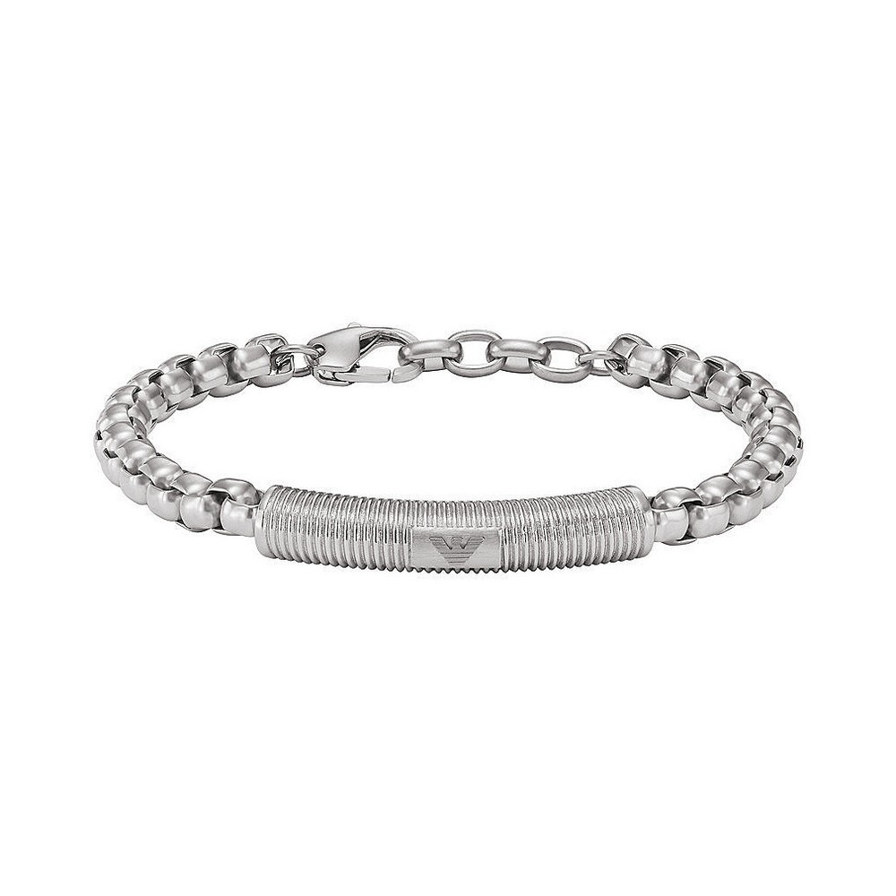 1 - Bracciale uomo Emporio Armani Fashion EGS2940040 con targhetta centrale