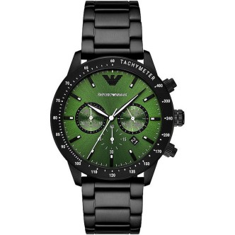 1 - Orologio cronografo uomo Emporio Armani Mario AR11472 nero con fondo verde