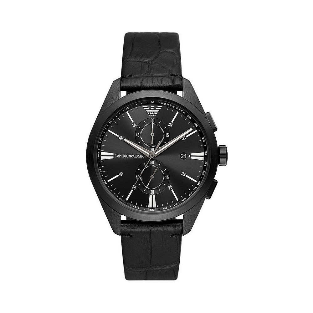 1 - Orologio cronografo uomo Emporio Armani nero AR11483 acciaio cinturino pelle