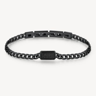 1 - Black INK men's bracelet with zircons BIK116 steel