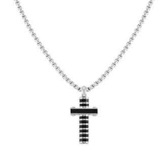 1 - Men's cross necklace Nomination STRONG steel with black zircons 028303/030