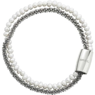 1 - Bracciale donna Breil Magnetica System TJ3299 acciaio e perle naturali