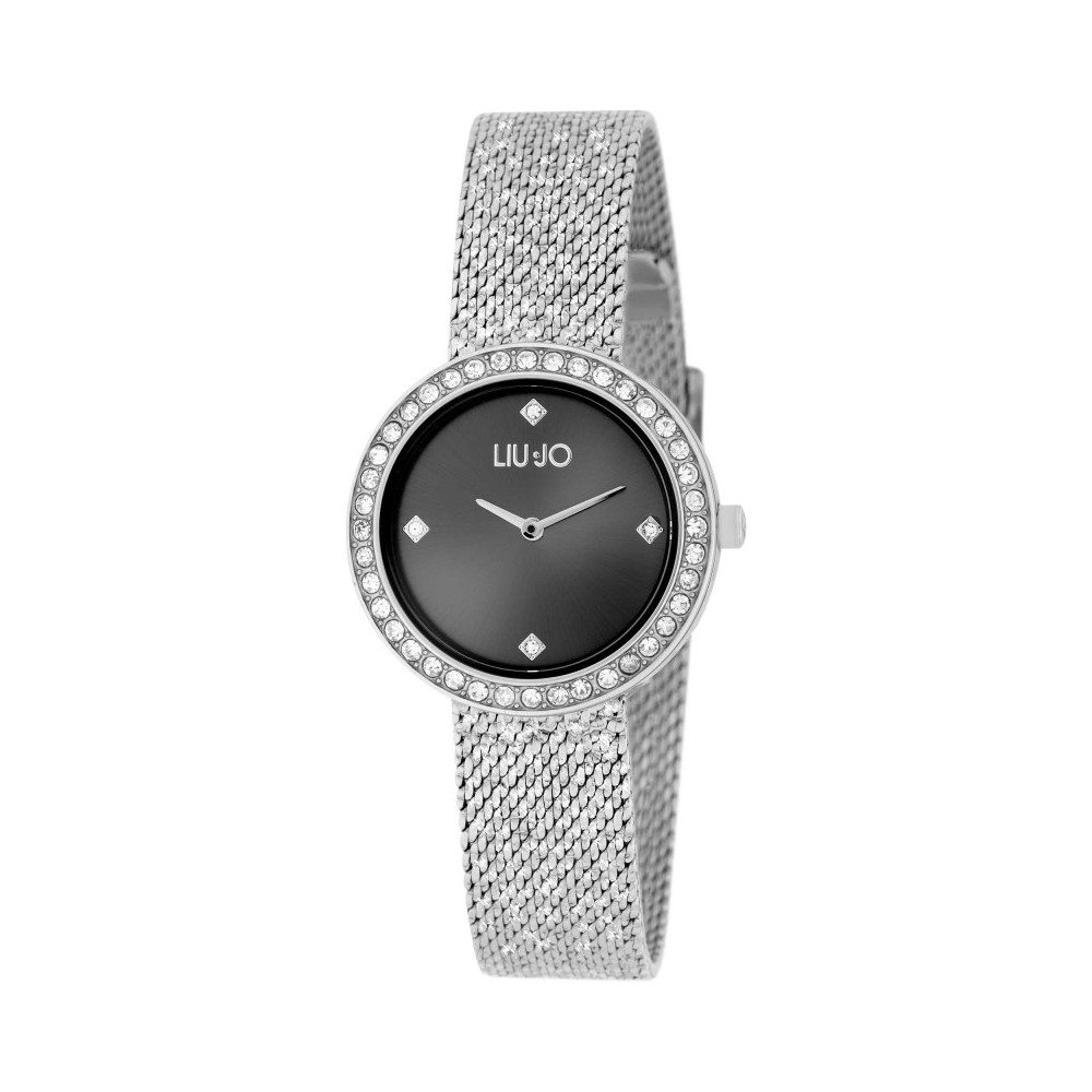 1 - Woman watch only time Liu Jo Lightness steel with crystals black background TLJ2139