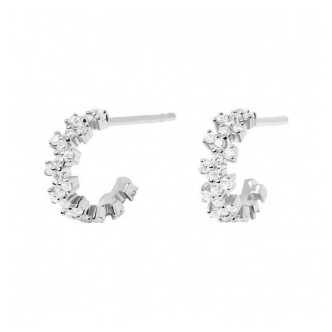 1 - PD Paola Little Crown AR02-578-U woman hoop earrings Silver with zircons.