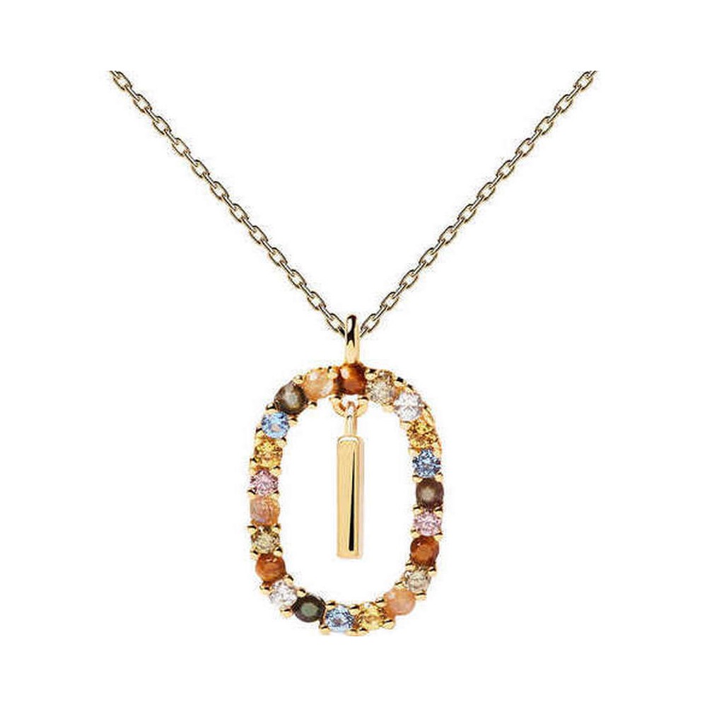 1 - PD Paola woman necklace letter I CO01-268-U 925 silver with multicolor zircons