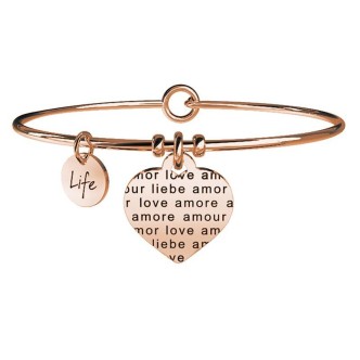 1 - Kidult bracelet 731024 316L steel heart with PVD treatment Rose gold Love collection