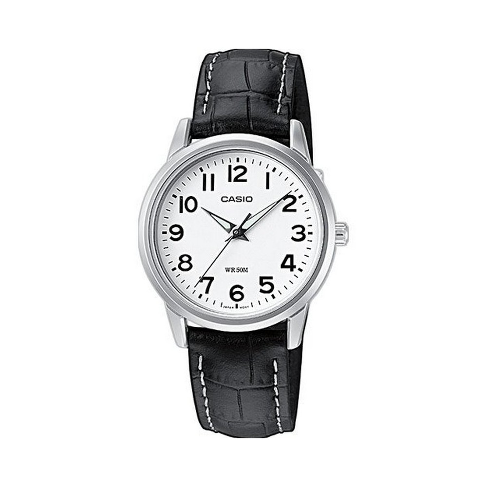 1 - Casio unisex white time only watch leather strap LTP-1303PL-7BVEG