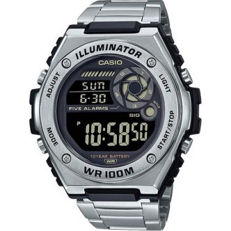 1 - Orologio Casio grigio digitale uomo MWD-100HD-1BVEF resina con luce LED Digital Youth