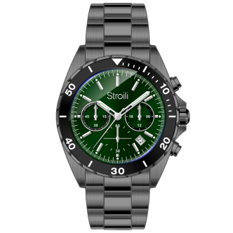 1 - Orologio uomo Stroili Glasgow 1683276 acciaio brunito fondo verde