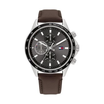 1 - Tommy Hilfiger Miles men's chronograph watch in steel with leather strap 1792015