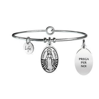 1 - Bracciale Kidult 731060 acciaio 316L ciondolo Vergine Maria con cristalli collezione Spirituality