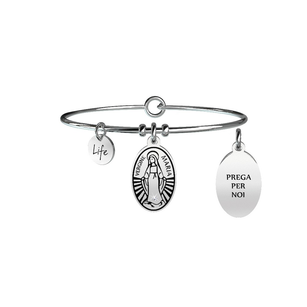 1 - Kidult bracelet 731060 316L stainless steel Virgin Mary pendant with crystals Spirituality collection.