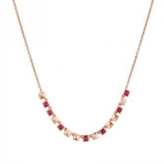 1 - Rosato Cubica woman necklace RZCU66 925 silver with ruby zircons