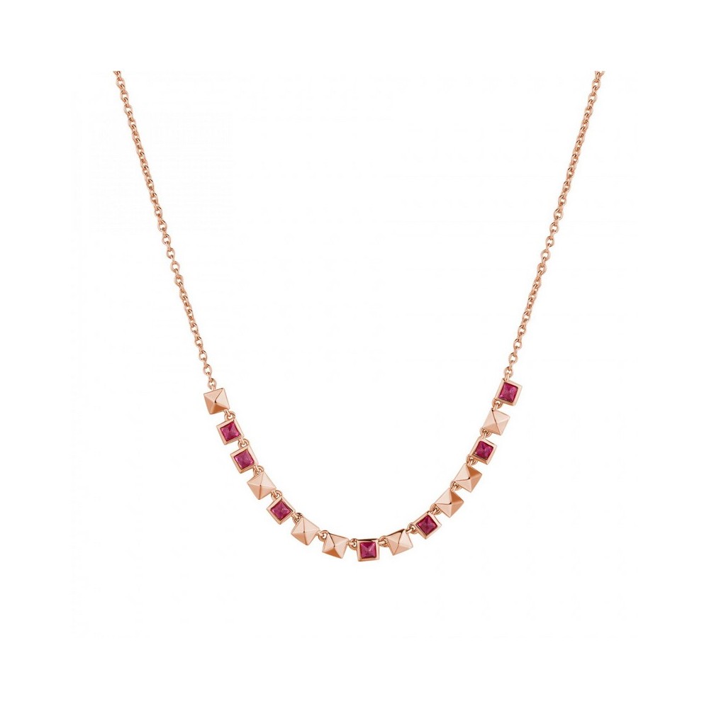 1 - Rosato Cubica woman necklace RZCU66 925 silver with ruby zircons