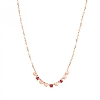 1 - Rosato Cubica woman necklace RZCU69 925 silver with ruby zircons