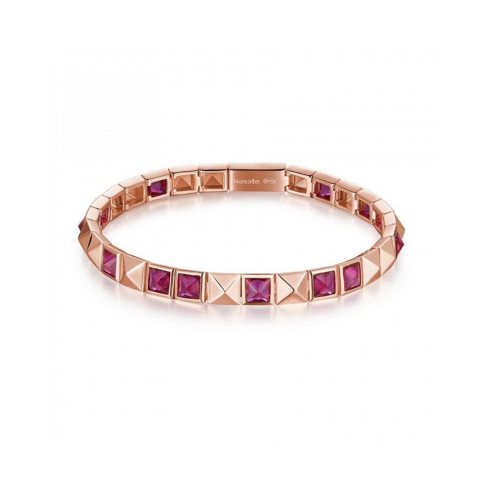 1 - Rosato Cubica woman bracelet RZCU75 925 silver with ruby zircons and studs