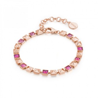 1 - Bracciale donna Rosato Cubica RZCU78 Argento 925 con zirconi rubino e borchie