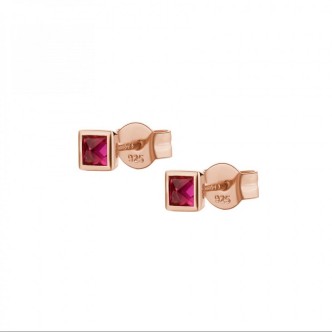 1 - Rosato woman earrings RZCU84 925 silver with ruby zircons and studs