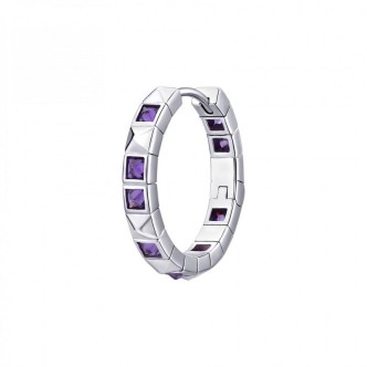 1 - Mono orecchino cerchietto donna Rosato RZCU89 Argento 925 con zirconi tanzanite e borchie