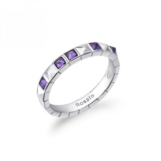 1 - Anello donna Rosato RZCU92B Argento 925 con zirconi tanzanite e borchie