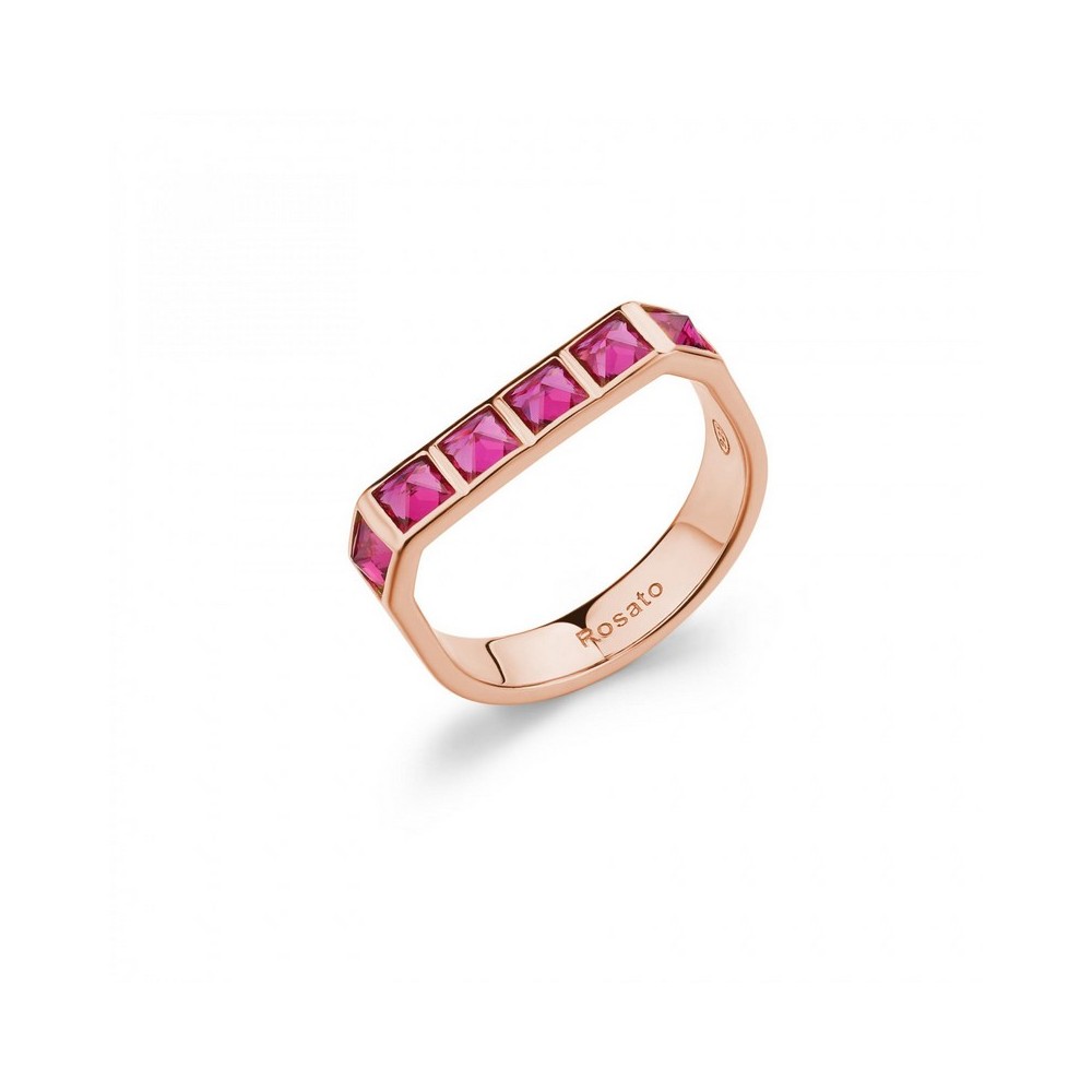 1 - Rosato woman ring RZCU96C 925 silver with ruby zircons and studs