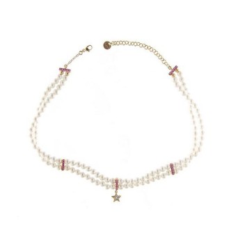 1 - Rue des Mille Galactica woman elastic choker GRZ-013 M1 AU Silver 925 with pearls