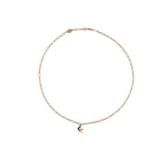 1 - Collana donna Rue des Mille catena stella e luna GRZ-401 C5 Argento 925 rosato