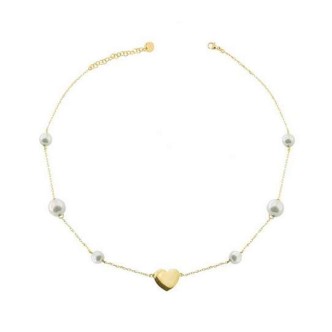 1 - Rue des Milles woman choker GRZ-012 M3 PE AU heart and pearls Silver 925 golden