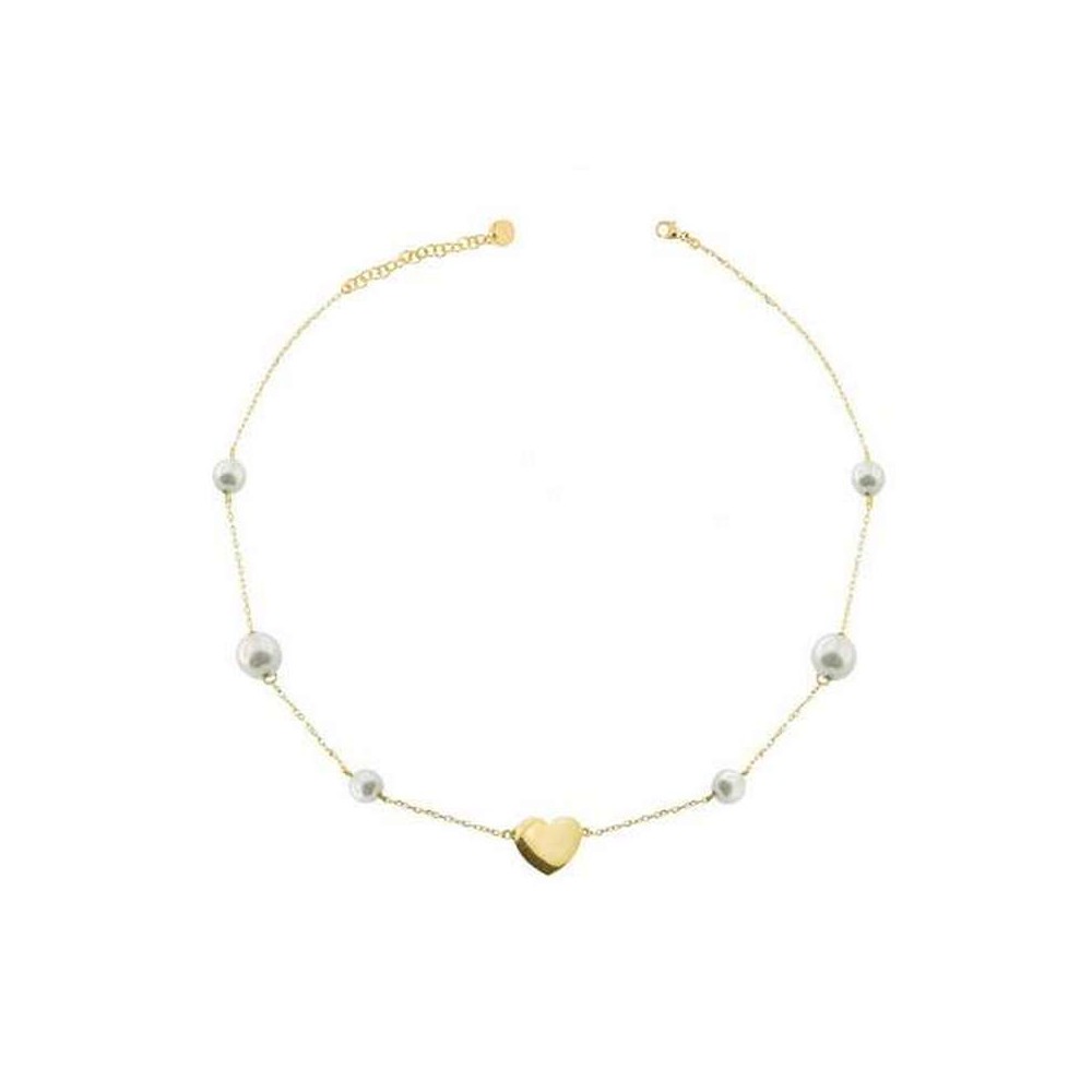 1 - Rue des Milles woman choker GRZ-012 M3 PE AU heart and pearls Silver 925 golden