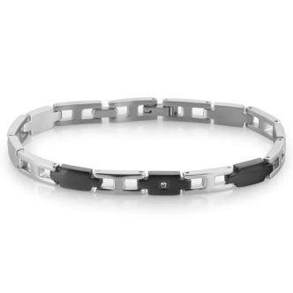 1 - Bracciale uomo Stroili acciaio con zirconi e piastrine nere 1624989