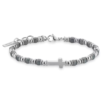 1 - Stroili Man Code men's cross bracelet in steel and stones 1669726