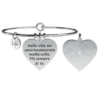 1 - Bracciale Kidult 731059 in acciaio 316L ciondolo a cuore con cristalli collezione Love