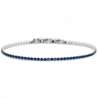 1 - Men's tennis bracelet Stroili Man Code steel with blue zircons 1681929