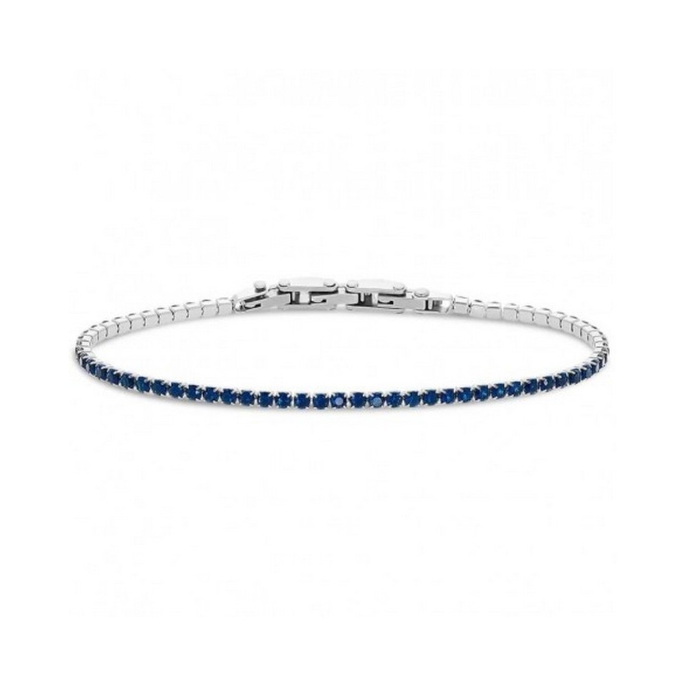 1 - Men's tennis bracelet Stroili Man Code steel with blue zircons 1681929