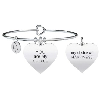 1 - Bracciale Kidult 731269 in acciaio 316L ciondolo a cuore collezione Love