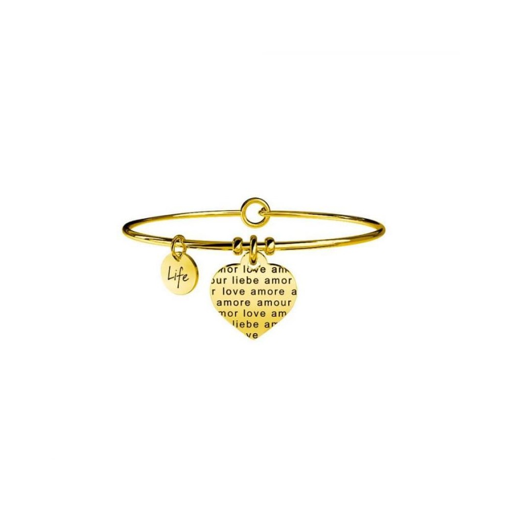 1 - Kidult bracelet 231607 316L stainless steel with PVD treatment Gold heart pendant Love collection