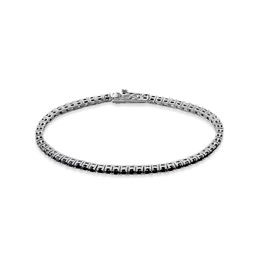 1 - Stroili Silver Elegance 1619156 silver tennis bracelet with black zircons