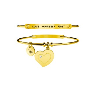 1 - Bracelet Kidult 231654 316L steel with PVD treatment Gold pendant heart Love collection