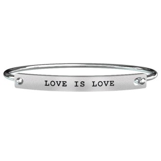 1 - Bracciale Kidult uomo 731183 in acciaio 316L con piastra "Love is Love" incisa collezione Love