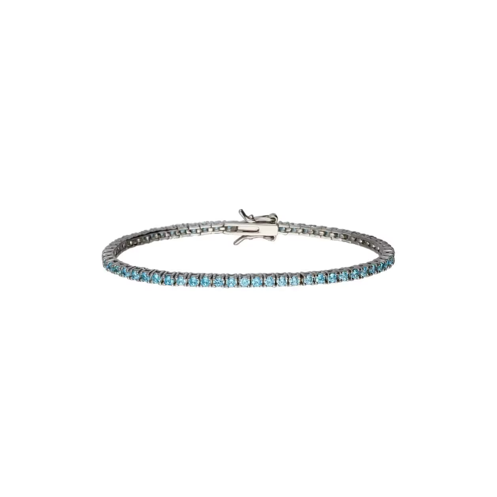 1 - Bracciale donna tennis Argento Stroili 1682565 con zirconi acquamarina